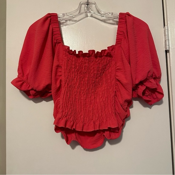 Altar’d State pinkish red crop top short puff sleeve size M - Picture 3 of 5